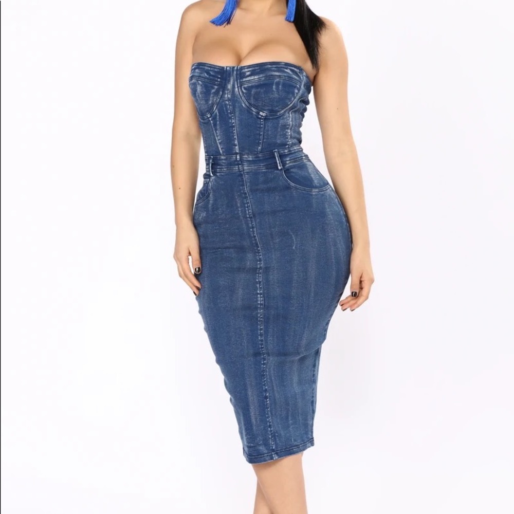 NWT Fashion Nova Denim Bodycon Dress Small